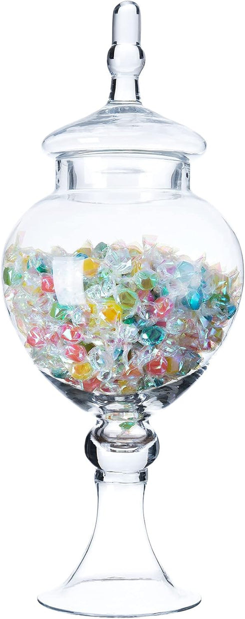 Diamond Star Glass Apothecary Jars with Lids for Candy Buffet - Large Apothecary Jars for Bathroom, Candy Bar, Kitchen, (Height: 16.5" Body: 6.5)...