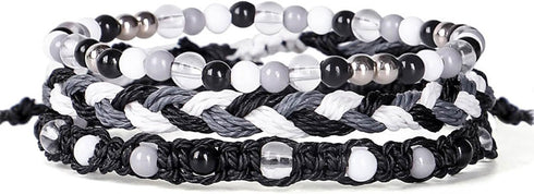 3Pcs Colorful Bohemia Stackable Bead Rope Bracelets Handmade Braided Woven String Friendship Bracelet Adjustable Waterproof Wax Coated Bracelet Pa...