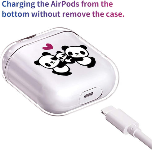 Idocolors Clear Case Compatible with AirPods 2&1, Soft Silicone Shockproof Case Cover with Cute Cartoon Panda Pattern for Girls & Teenages...