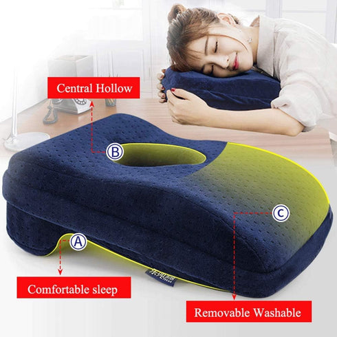 BOLLAER Nap Sleeping Pillow Cushion for Office, Memory Foam Slow Rebound Face Down Desk Pillow Cushion Nap Sleeping Pillow, Removable Washable Vel...