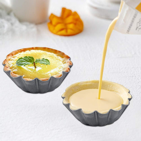 DaKuan 12 Packs Egg Tart Mold, Cupcake Cake Muffin Mold Mini Pie Pans Tin Pan Baking Tool, Carbon Steel- 2.6 Inch...