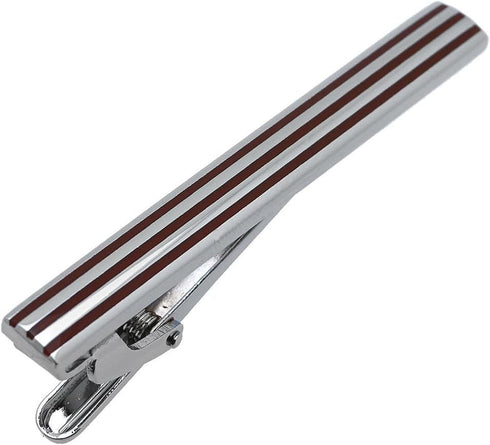 Burgundy Long Striped Tie Clips...