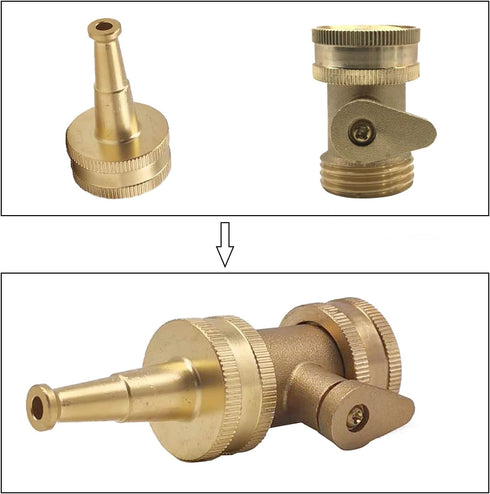 Garden Hose Nozzle, Jet Nozzle High Pressure, Hose Sprayer Water Sprayer, with Garden Water Hose Shut Off Valve, Heavy Duty Brass Hose Nozzle 3/4"...