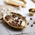 Lependor Golden Leaf Shaped Small Ceramic Jewelry Ring Dish Necklace Bracelet Holder Tray Organizer, Ceramic Decorative Trinket Dish for Wedding P...
