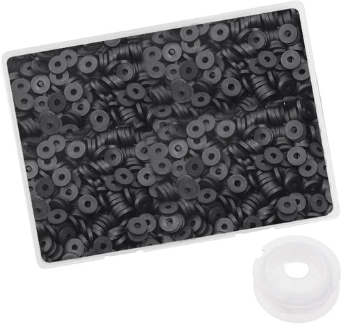4100 Pcs Black Clay Beads Bracelet Making Kit, 6mm Polymer Spacer Flat Heishi Beads for Jewelry Necklace Earring Making...