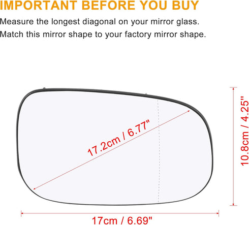 X AUTOHAUX Car Rearview Right Passenger Side Heated Mirror Glass Replacement W/Backing Plate for Volvo C30 2007-2013 S40 2007-2012 C70 2008-2013 S...