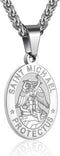 P. BLAKE Oval Saint Christopher/Michael/Joseph/Jude/Virgin Mary/Joseph/Francis/Patrick/Anthony/Benedict/Thomas Necklace for Men Women, Stainless S...
