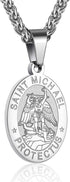 P. BLAKE Oval Saint Christopher/Michael/Joseph/Jude/Virgin Mary/Joseph/Francis/Patrick/Anthony/Benedict/Thomas Necklace for Men Women, Stainless S...