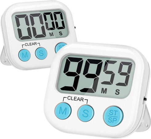 Kitchen Timer, 2 Pack Large Digits Classroom Timer for Kids,Simple Operation Magnetic Timers, Digital Timer for Cooking -White...