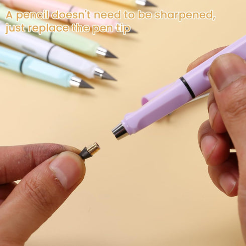 Infinity Pencil, 6 Pcs Magic Forever Pencils,Reusable Everlasting Pen with Eraser,Never Ending Pencil Replaceable Head, Inkless Eternal Pencil For...