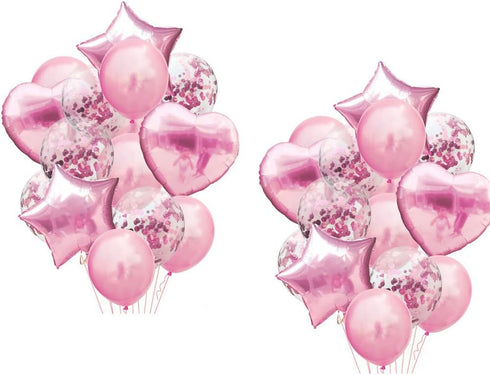 28Pcs Balloon Happy Birthday Party Decorations For Women Confetti Balloons 18" Star Heart Foil Balloons Wedding Decorations Helium Ballons Girl Bo...