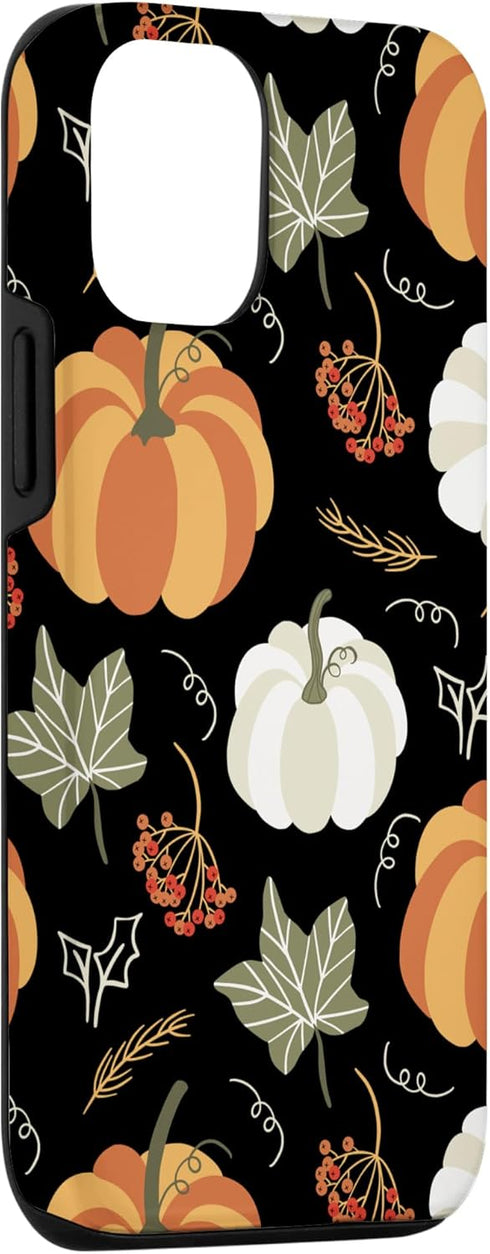 iPhone 12/12 Pro Autumn falling leaves and pumpkin spice harvest happy fall Case...