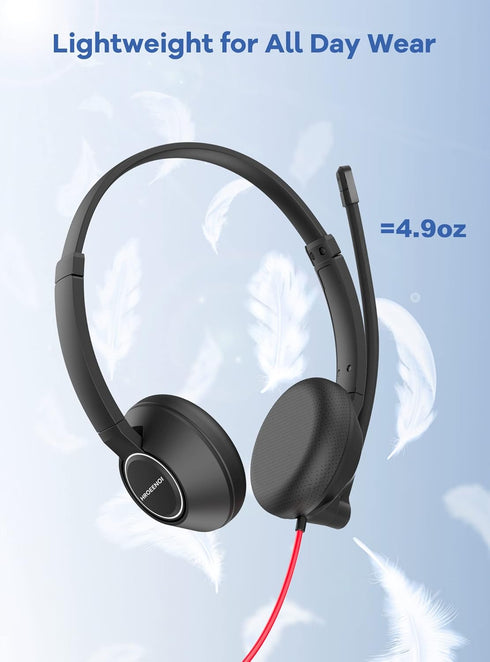 HROEENOI Noise Cancelling Headset with Microphone for PC & Laptop - 3.5mm Jack, Wired Headphones for Work, Zoom, Teams Meetings, Call Center, Onli...