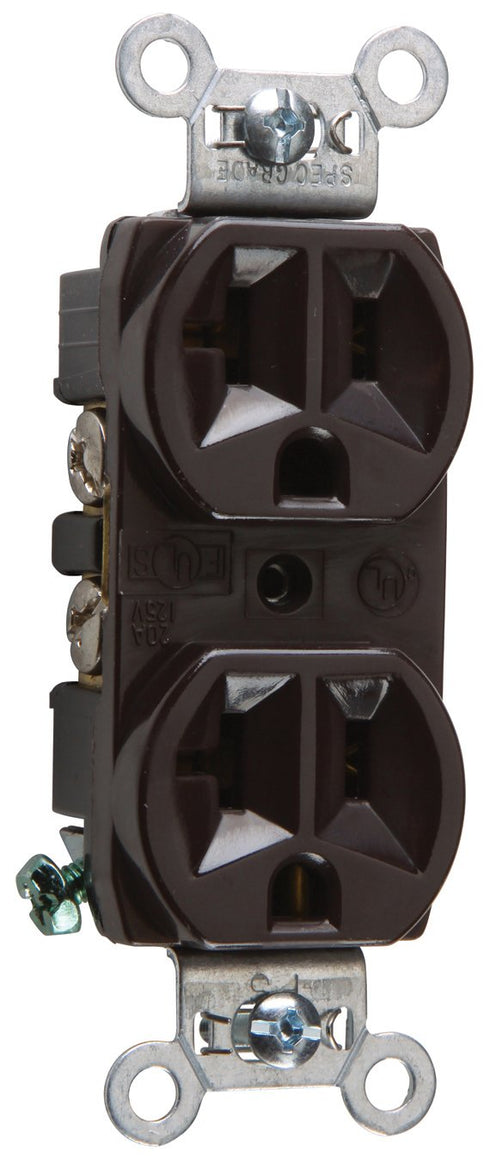 Legrand Pass & Seymour CRB5362CC12 20 Amp Construction Specification Grade Duplex Receptacle Outlet, Back and Side Wire, Brown (1 Count)...