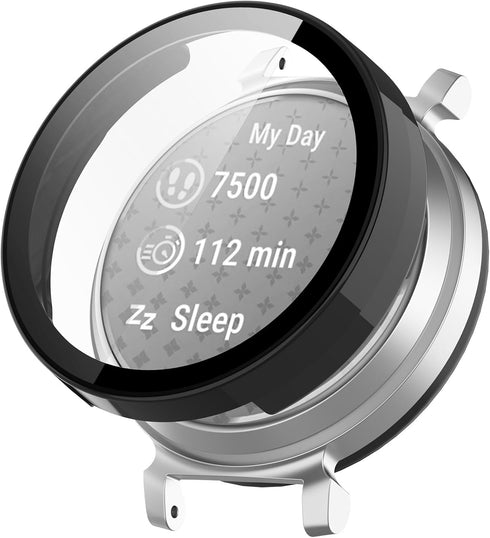Smartwatch Full Coverage PC Protective Case Cover with Tempered Glass Screen Protector Compatible with Garmin Lily 2 Smartwatch Accessories(Black)...