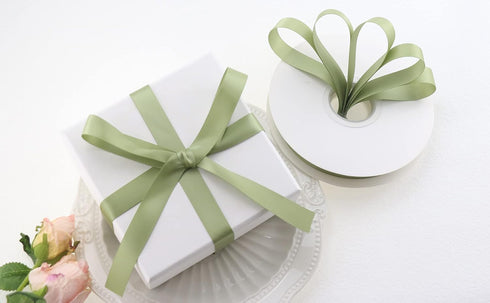 Sage Green Ribbon 5/8 Inch Sage Satin Ribbon Wedding Ribbon for Gift Wrapping Hair Ribbon Gift Ribbon Silky Ribbon for Crafts Christmas Decoration...