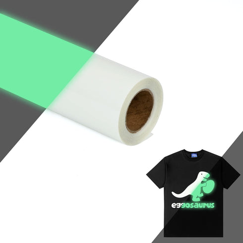 RENLITONG Luminous Green Glow in The Dark Heat Transfer Vinyl HTV Rolls -12" x 5ft Iron on Vinyl for T-Shirts Costumes, PU Elastic HTV Vinyl for A...