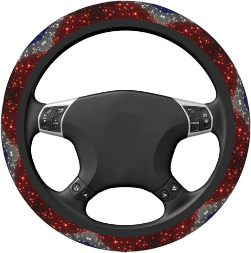 Red White and Blue Sparkle Steering Wheel Cover for Women Men Girls Car Accessories Decor Anti-Slip Neoprene Auto Steering Wheel Covers Protector ...