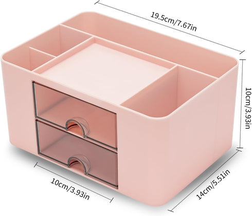 Desk Organizer with 2 Drawer, Multi-Functional Pencil Pen Holder for Desk, Desk Organizers and Storage with 5 Compartments, Desktop Organizer for ...