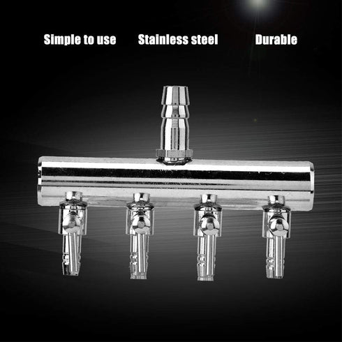 Aquarium Air Flow Valves, Manifolds Distributor Stainless Steel Splitter 4 Way T Shaped Control Valve Pump Lever Line Metal Regulator Gang Splitte...