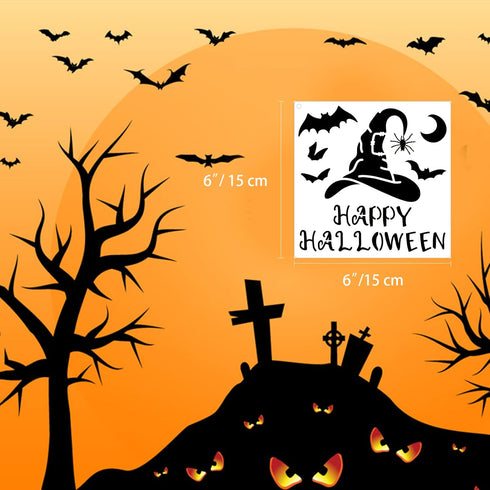 Halloween Stencils for Painting on Wood Walls Crafts Canvas, Reusable Happy Halloween/Trick or Treat/Spider Web/Skull/Bats/Cat/Ghost Painting Sten...