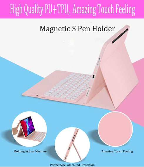 Samsung Galaxy Keyboard Case for Tab S9 Plus/S9 FE+/ S9+/ S8+ Plus/S7+ Plus/S7 FE 12.4 Inch with S Pen Holder, Bluetooth Keyboard case Detachable ...