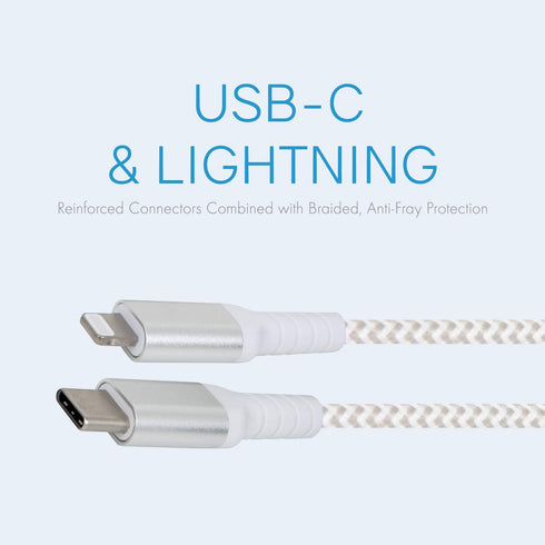 Realm USB-C to Lightning Cable, MFi Certified Lightning Cable, Nylon Braided Type C to Lightning Cable, iPhone 12 Charger Cable, White...