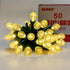 Battery Operated Christmas Lights, 16FT 50 LED G12 String Light with Remote Timer 8 Modes for Indoor Outdoor Holiday Wreath Xmas Tree Décor, Warm ...