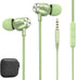 Green Wired Earbuds with Mic in-Ear Earphones with Build-in Microphone Noise Isolating Headphones Perfect for Women Girls Boys Teens School Comput...