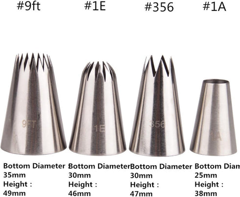 4-Piece Stainless Steel Piping Tips Set for Cake, Cookie & Cupcake Decorating...