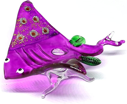 ZOOCRAFT Glass Stingray Figurine Purple Hand Blown Art Sealife Ornament Collectible Miniature Aquarium Coastal Decor...