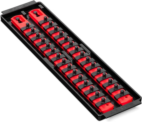 Ernst Manufacturing - 8492 Socket Boss 2-Rail 1/4-Inch-Drive Socket Organizer, 13-Inch, Red - Made in the USA...