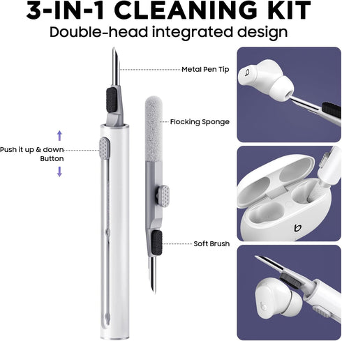 Beats Studio Buds/Studio Buds Plus Case Cover Clear 2021/2023 with Key Fob and Earbud Cleaning Kit, Secure Lock Protective Case Cover for New Beat...