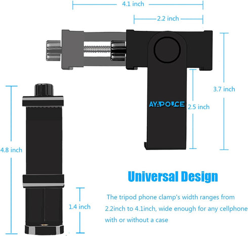 Cell Phone Tripod Mount Holder, Smartphone Tripod Cell Phone Holder Mount Adapter Clip, Digtal Camera Bracket Selfie Lens Monopod Adjustable Ring ...