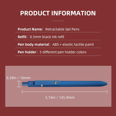 Gel Pens, 10 Pcs 0.5mm Black Ink Pens Fine Point Smooth Writing Pens with Silicone Grip, High-End Series Metal Clip Retractable Pens for Journalin...
