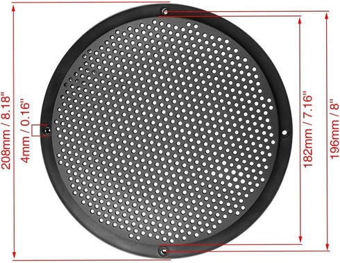 Unifizz 2pcs 8'' Plastic Audio Speaker Cover Mesh Subwoofer Grill Horn Guard Decorative Circle Grille Protector Black for Auto Car...