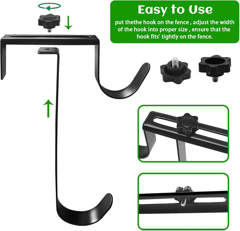 Double Pool Pole Hooks, 2 Pcs Adjustable Thickened Panel Rustproof Pool Fence Hooks Metal Equipment Hooks for Hanging Pool Tool Swimming Pool Acce...