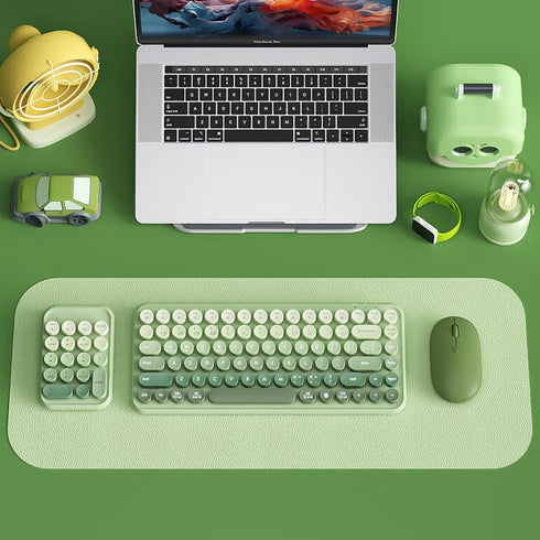 Typewriter Style Number Keypad Wireless 2.4G/Bluetooth/USB-C Wired Rechargeable Numeric Pad Linear Membrane Switch 18-Key NKRO Retro Round Keycaps...