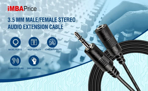 iMBAPrice® 25 Feet 3.5mm Male to Female Stereo Audio Cable for Phones, Headphones, Speakers, Tablets, PCs, MP3 Players and More...