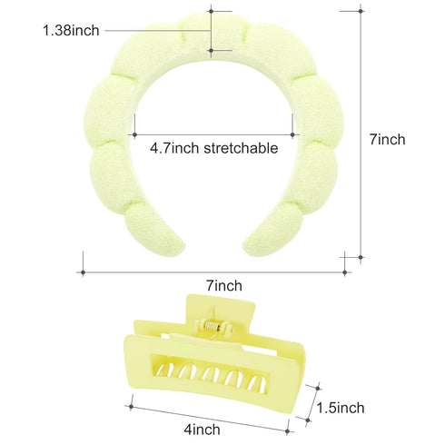 Skincare Headbands for Women, Makeup Spa Headband Bubble Face Wash Headbands for Washing Face or Facial with Hair Clips, Thick Hair Cute Puffy Spo...