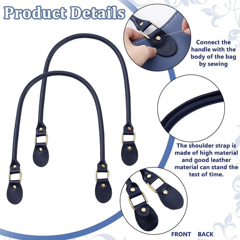 PH PandaHall 2pcs Leather Purse Handles 24.2” Sew on Bag Handles Handbags Shoulder Bag Strap Replacement with Alloy Clasps for Purses Tote Bag Han...