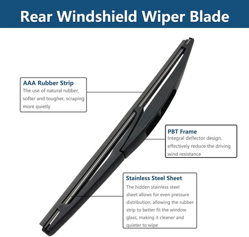 Rear Windshield Wipers Blade Arm Set for Suzuki Swift 2005-2018 / Suzuki SX4 2006-2018 / Nissan Leaf 2010-2018 / Opel Agila 2008-2014 Back Glass W...