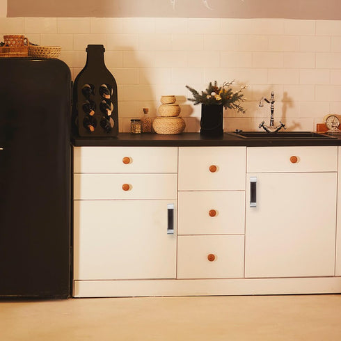 Leather Drawer Pulls and Knobs Kid Soft Cabinet Knobs Vintage Furniture Pull Handles for Dresser Drawers Kitchen Cupboards Wardrobe Hardware Black...