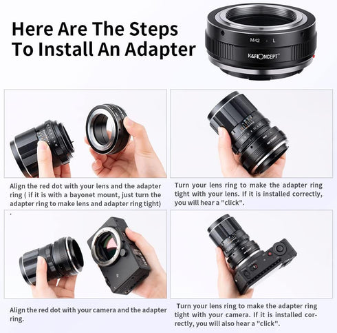 K&F Concept Lens Mount Adapter M42-L Manual Focus Compatible with M42 Lens to L Mount Camera Body...