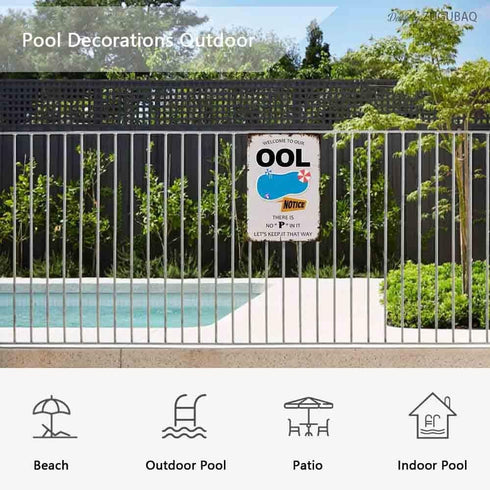 Welcome To Our Pool Sign, Outdoor Swimming Pool Decorations, Outside Pool Metal Sign Notice There Is No Pee In It Let'S Keep It That Way, 12X8 Inc...