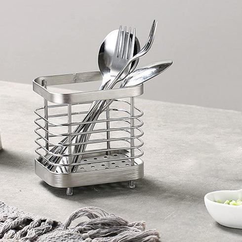 Kitchen Utensil Holder, Stainless Steel Sink Utensil Holder Countertop, Kitchen Utensil Drying Caddy, Cutlery Drainer for Kitchen Utensil, Rust-Pr...