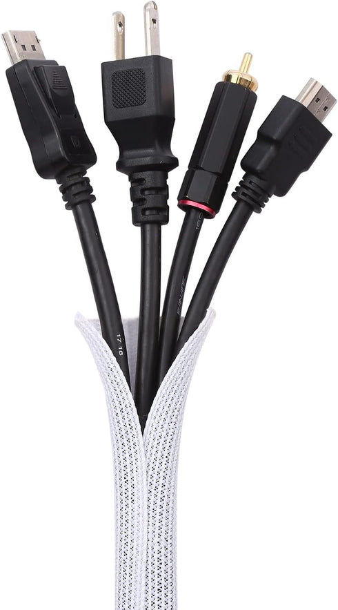 Keco 10ft – 1 inch Cable Management Sleeve Wire Loom Cord Protector – Self Wrap Cable Sleeve Split Sleeving Cord Organizer for TV Computer Automot...