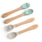 Ginbear Silicone Baby Spoon and Fork Set Self-feeding, Baby Flatware Sets, Toddler Feeding Utensils for Child 6 Months+ (Hazy Green/Almond)...