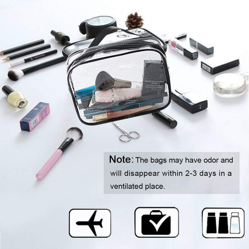 APREUTY Clear Makeup Bags, TSA Approved 6 Pcs Cosmetic Makeup Bags Set Clear PVC with Zipper Handle Portable Travel Luggage Pouch Airport Airline ...