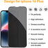 pehael 2+2 Pack iPhone 14 Plus Privacy Screen Protector with Camera Lens Protector Full Coverage Anti-Spy Tempered Glass Film 9H Hardness Bubble F...